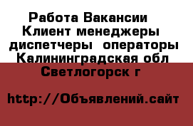 Работа Вакансии - Клиент-менеджеры, диспетчеры, операторы. Калининградская обл.,Светлогорск г.